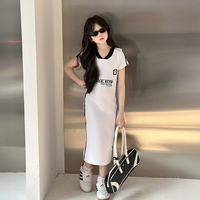 Nouveau Style d'été décontracté robe polo à col rond pour filles jupe t-shirt longue avec motif solide jeunesse taille 8-14 ans longueur au genou