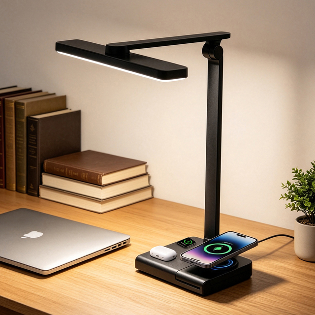 360°Rotatable Foldable LED Desk Lamp, Smart Touch Dimmable Multifunctional Eye Protection Reading Light for Students