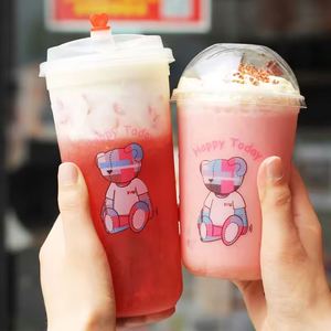 Gobelets en plastique PP en forme de U pour Bubble Tea, Milktea, Boba, avec couvercle, personnalisables avec logo, vente en gros - Product Image 5