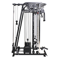 Appareil de musculation multifonctionnel Smith avec poulie haute et basse et système de poids double (110 lb en ciment + 45 kg en acier) pour salle de sport à domicile