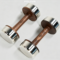 Ensemble d'haltères en bois de noyer de qualité supérieure, poids à main en acier inoxydable pour hôtel, salle de sport, studio, appartement, équipement d'entraînement de musculation