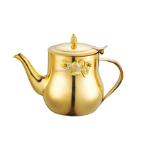 Meilleur prix bouilloire théière ustensiles de cuisine argent/or cafetière théière à fleurs en métal résistant à la chaleur avec passoire à thé