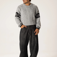 Pull en maille torsadée à col rond pour homme, décontracté, unique, avec blocs de couleur