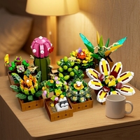 Mini Blocs de Construction Succulents en Pot DIY Collection Botanique Briques Florales Jouet de Construction pour Décoration de Bureau Cadeaux