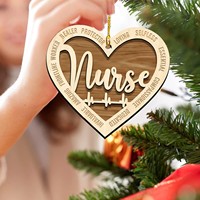 Nouveau Pendentif en Bois Créatif Transfrontalier Thème Amour pour la Journée des Infirmières, Noël, Décoration d'Intérieur pour la Dédiacation Sans Intérêt
