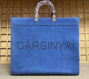 2023 изящная синяя Дамская Наплечная Сумка на заказ для офиса, деловых сумок для ноутбука, большая джинсовая рабочая сумка-тоут