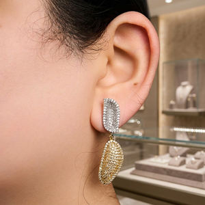 Luxury Geometric Drop Earrings Women Gold Plated <b>Crystal</b> Rhinestone 925 Silver Party <b>Jewelry</b> - Product Image 3