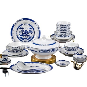 Service de vaisselle en porcelaine de Jingdezhen, couleur bleu et blanc, en porcelaine fine, pour la maison, cadeau, assiette à dîner chinoise - Product Image 5