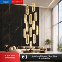 Lustre en cristal de luxe d'inspiration italienne pour salons/salles à manger, escaliers, luminaire suspendu intelligent LED, éclairage réglable de 5 m