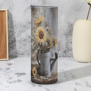 Stainless Steel Tumbler 20oz Vacuum <b>Insulated</b> Custom Sunflower Design Travel <b>Mug</b> - Product Image 4