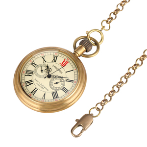<span class=keywords><strong>Montre</strong></span> <span class=keywords><strong>de</strong></span> <span class=keywords><strong>poche</strong></span> à vent mécanique en laiton antique bronze à visage ouvert <span class=keywords><strong>de</strong></span> style ancien <span class=keywords><strong>de</strong></span> luxe pour hommes - Product Image 5