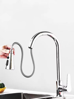 Vente en gros de robinet extractible en laiton chromé mélangeur d'évier à trois fonctions robinets de cuisine pour mitigeur d'eau chaude et froide