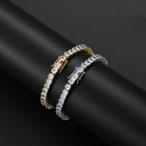 Pulsera de tenis de circonio cuadrado de 4 mm x 4 mm con 4 garras, cadena de circonio de una sola fila microincrustada en cobre, collar de moda Tanjing Lijing - Product Image 5