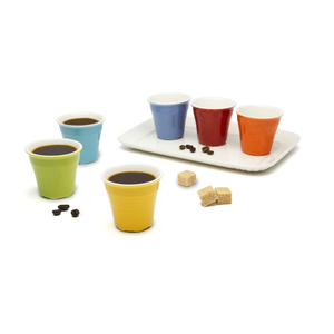 Set Excelsa di 6 Tazze da Caffè in Ceramica Porcellana Multicolore con Vassoio 7,5 Cl - Collezione 6a Generazione - Product Image 2