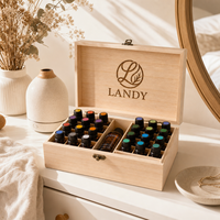 Boîte à huiles essentielles en bois personnalisée de luxe avec logo, 25 emplacements, grande capacité, étui de rangement pour aromathérapie pour flacons de 5 ml, 15 ml, 100 ml