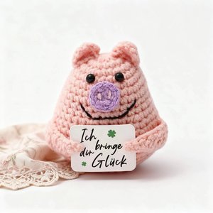 Sẵn sàng thực hiện búp bê màu hồng lợn thẻ mới cảm xúc phim hoạt hình tùy chỉnh dệt kim lợn Crochet Búp Bê Nhà Bên trang trí nội thất Quà Tặng - Product Image 6