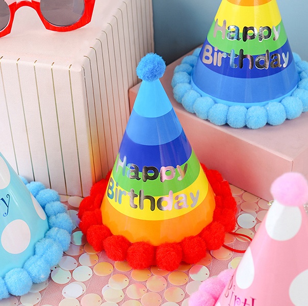 Bleu Papier Joyeux Anniversaire Chapeaux de Cône de Fête Pour Enfants Adultes Femmes Filles Fête D'anniversaire Fournitures Chapeau