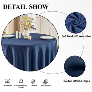 Wholesale High Quality 120" Navy Blue Green Crushed Velvet <b>Round</b> <b>Tablecloth</b> for Dining Wedding Party Events Decoration - Product Image 2