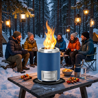Brasero de table en acier inoxydable avec combustible en granulés de bois et pioche pour usage extérieur