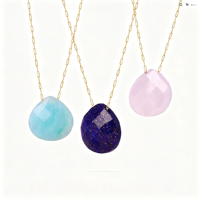 Collier pendentif goutte d'eau en pierre naturelle pour femme, style minimaliste fait main, longueur 41-50 cm, bijoux en gros