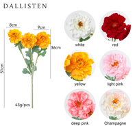 Bunga Simulasi Peony Berkualitas Tinggi dengan 3 Kepala dan Ranting Tunggal untuk Dekorasi Pernikahan, Rumah, dan Ruang Model