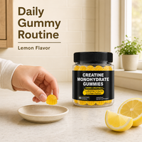 Gummies de créatine monohydrate à formule personnalisée, saveur citron, supplément sportif pour adultes, gestion de l'énergie, soutien naturel des muscles