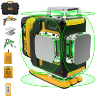 Kit de nivellement industriel DEGLASERS 4D à faisceau vert, 16 lignes, durable, rechargeable, avec batterie au lithium 12V