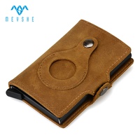 Cartera Minimalista Personalizada de Cuero Crazy Horse con Bloqueo RFID, Porta Tarjetas Metálico Extraíble, para Tarjetas de Crédito y Funda para Airtag