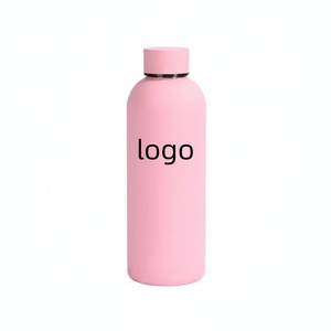 Party Cups with logo 500ml Drinking <b>Bottle</b> Pink Matte Rubber Water <b>Bottles</b> for Summer Women Cute Sports <b>Thermos</b> Gift Travel Mug - Product Image 2