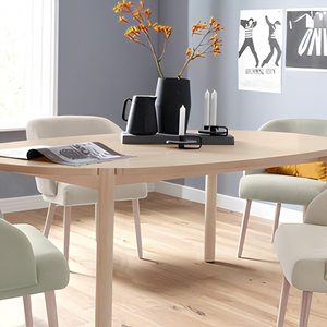 Ensemble de table à manger extensible moderne ET-<span class=keywords><strong>02</strong></span>, 1 table, <span class=keywords><strong>4</strong></span> chaises, surface en céramique, placage en bois de frêne pour salle à manger - Product Image 3