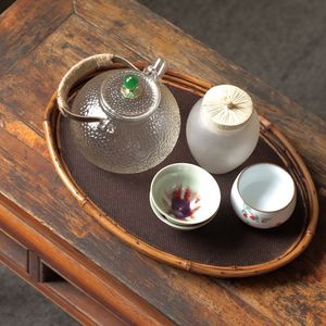 Ancient Tang Dynasty Bamboo Teapot Stand, Bamboo Retro Tea Tray, Tea <b>Table</b>, Tea Set <b>Mini</b> Storage Tray, Traditional Style Tray - Product Image 4