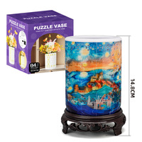 Vas Puzzle 3D Lintas Batas DIY Bahan ABS Dikemas dalam Kotak Dekorasi Rumah Ruang Tamu Rangkaian Bunga Hadiah Ulang Tahun Natal yang Sempurna untuk