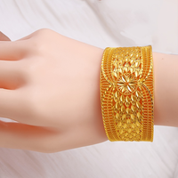 Bracelet manchette large plaqué or 24 carats, motif floral filigrané ajouré en forme de soleil, bijoux de mariée pour cadeau de mariage ou de fête