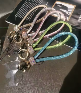 Hot Selling Luxury Bling Crystal Keychain Phone Chain Wristlet Keychain Wallet Wholesale Crystal Keychains
