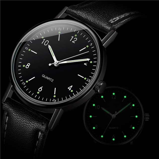 Men's Luminous Quartz Watch Minimalist Business Leather Strap Wrist Watch Waterproof Casual Timepiece