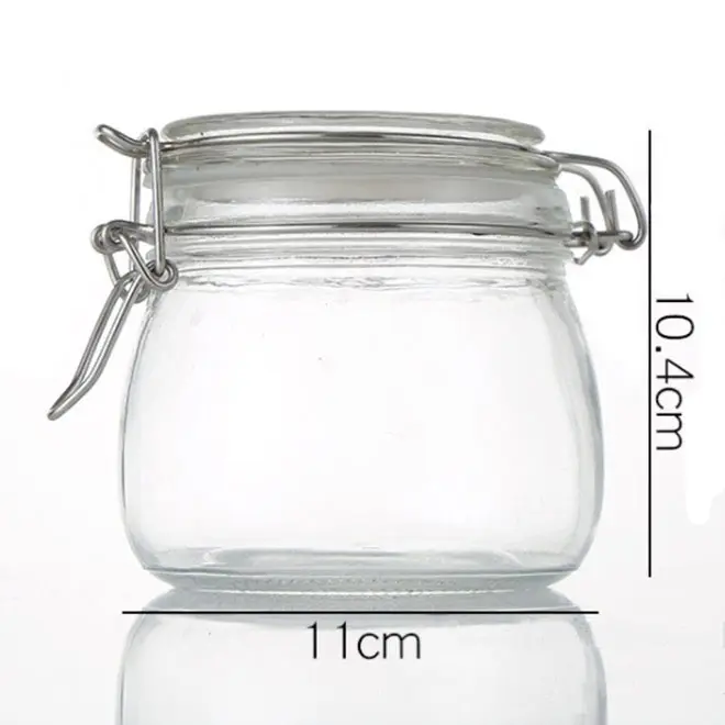 500ml 700g stainless steel clip top clear glass storage jar pickle food jam honey glass jar supplier