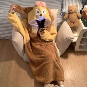 <span class=keywords><strong>In</strong></span> peluche ragazza carina con cappuccio <span class=keywords><strong>in</strong></span> <span class=keywords><strong>pile</strong></span> di corallo <span class=keywords><strong>pigiama</strong></span> da donna autunno inverno con indumenti da notte caldi ispessiti da notte - Product Image 2