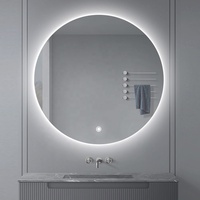 Miroir mural rond Spiegel haut de gamme miroirs de bain modernes argentés personnalisés miroir de salle de bain intelligent LED avec lumière LED