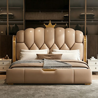 Ensemble de lit en cuir moderne et luxueux, lit en bois rembourré élégant avec rangement, à vendre, usage domestique, vente en gros, cadre de lit king size 1,8 m