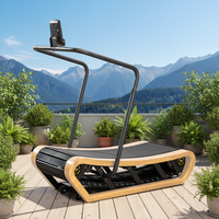 Caminadora Curva de Madera para Entrenamiento Cardiovascular, Equipo de Gimnasio en Casa, Venta al por Mayor de Fábrica, con Monitor de Ritmo Cardíaco Inalámbrico y LED