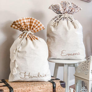 Wholesale Drawstring Santa Sacks Blank <strong>Christmas</strong> <strong>Bags</strong> Custom Gingham <strong>Christmas</strong> Gift <strong>Bag</strong> - Product Image 1