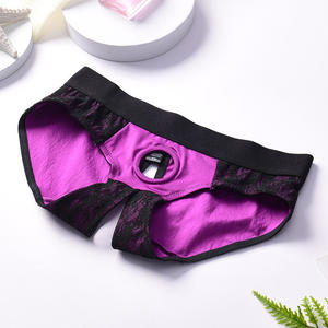 HM 2 couleurs 6 tailles différentes sangle sur gode O anneau dentelle entrejambe culotte slip Sexy ouvert entrejambe sous-vêtements lesbiens - Product Image 2