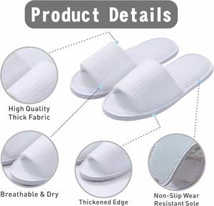 Pantuflas Desechables Blancas para Huéspedes de Hotel, Pantuflas de Spa, Chanclas, Pantuflas Desechables para Mujer y Hombre, Punta Cerrada, Súper Cómodas, Blancas - Product Image 5