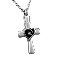 Cristal corazón Cruz ceniza recuerdo cremación ataúd conmemorativo Acero inoxidable celta Cruz corazón urna COLLAR COLGANTE titular medallón