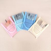 Lot de 8 pinceaux de maquillage de voyage couleur macaron en fibres synthétiques pour le visage Kit de pinceaux cosmétiques portables à fonction complète