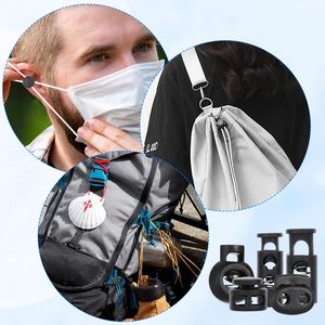 Chất lượng cao màu đen vòng dây khóa Stopper nhựa có thể điều chỉnh dây rút Stopper với dây kết thúc cho quần áo - Product Image 4