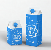 Conception de logo personnalisé 330ml 500ml jus liquide aseptique emballage en boîte de papier de paquet de lait de carton supérieur de pignon