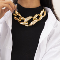 Collier ras du cou Hongsheng Punk exagéré plaqué or, maillons cubains, en plastique CCB lourd, inaltérable, surdimensionné, style indien, pour fête, cadeau