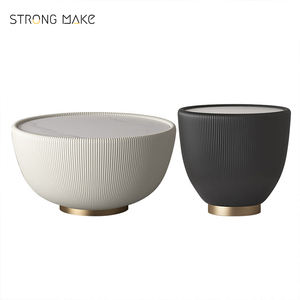 Mesa auxiliar de gran oferta, mesas de centro de piedra sinterizada de cuero antiguo de lujo modernas redondas negras para sala de estar - Product Image 5