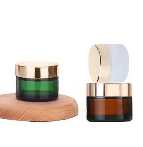 Toples kaca Amber Kecil 15ml, toples kosmetik kaca bulat 15g tutup emas ringan 0.5oz wadah krim mata (GJM01) - Product Image 2